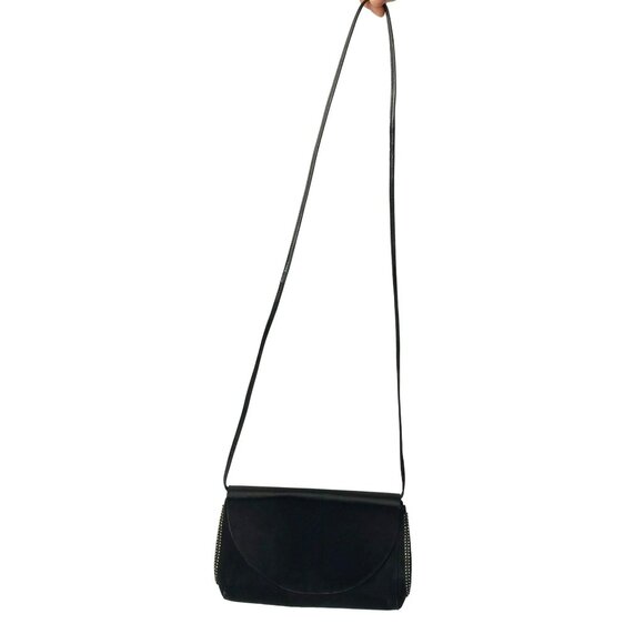 Vintage Charles Jourdan Black Satin Rhinestone Shoulder Bag Clutch 80s 90s Y2K - Picture 2 of 7